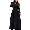 QINQNC Long Abiti Plus Size Wedding Guest Abiti Abito Lungo da Donna Sexy a Maniche Lunghe con Soild Party Abito Lungo da Elegante Casual alla Pajamas for Donna Formal Abiti for (Black, L)