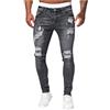 Generic Jeans skinny fit da uomo: pantaloni elasticizzati strappati in denim da motociclista, jeans da uomo, gamba dritta, alla moda, classici, alla moda, pantaloni in denim sfrangiati, pantaloni casual