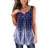OHXSM Camicetta con Stampa Vintage da Donna Bottoni con Scollo a V Camicette Oversize Senza Maniche Top Basic T-Shirt Taglie Forti Canotte Slim Fit Maglietta Canotta Shirt (Blu/XXL)