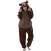 JOASDAO Pigiama unisex adulto biancheria da notte Sherpa peluche orso animale cosplay vestito donna uomo costume Halloween indumenti da notte abbigliamento per la casa, Marrone, XXL