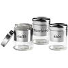 BuyStar Tris Set 3 BARATTOLI, Porta Sale, Zucchero, caffè, Set BARATTOLI in Vetro e Acciaio Inox, Tris Barattoli 750ml