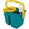 Tomaino - Secchio Lavapavimenti Doppia Vasca in Plastica - Mocio Lavapavimenti 7 litri con Strizzatore - 2 Vasche per Acqua Pulita e Sporca - Secchio Mocio Professionale e Casalingo