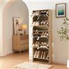 [en.casa] Scarpiera Slim con Ante a Specchio e 5 Contenitori Ribaltabili Mobile Portascarpe Salvaspazio per Ingresso Corridoio e Camera 169x60x24 cm Effetto Rovere Sonoma