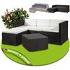 Juskys Lounge in polyrattan Punta Cana M resistente alle intemperie con divano 3 posti, sgabello, tavolo e cuscini per 3-4 persone - lounge da giardino Set di mobili da giardino nero/crema