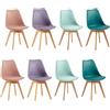 EGGREE Set di 8 Sedie da Sala da Pranzo con Gambe in Faggio Massiccio Schienale in Plastica e Cuscino in PU Sedie da Cucina Moderno e Scandinavo,2Rosa fumé+2Turchese+2Verde menta+2Grigio viola