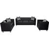 Tidyard Set Divani a 3 e a 2 Posti e Poltrona in Pelle Artificiale Nero