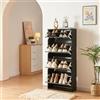 [en.casa] Scarpiera Slim con Ante a Specchio e 4 Contenitori Ribaltabili Mobile Portascarpe Salvaspazio per Ingresso Corridoio e Camera 134x60x24 cm Nero