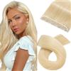 Silk-co 60cm Clip Extension Capelli Veri Fascia Unica #613 Biondo Sbiancante Capelli Brasiliani 105g Double Weft Remy Hair Extension Clip 3/4 Full Head