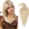 Silk-co Topper Capelli Veri Extension Clip Toupet Capelli Donna Veri Human Hair Topper Frangia Finta 35 cm (38 g) #613 Biondo Sbiancante