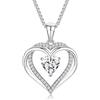 Praelinos Collana Donna Amore Cuore Birthstone Collana Ciondolo Placcato Oro Bianco Carati 5A Zirconia Cubica Regali per Mamma Moglie Lei Fidanzata Anniversario San Valentino Compleanno(Bianco)