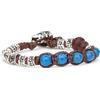 Tamashii bracciale ruota della Preghiera con 5 pietre agata blu multifaceted da 6 mm e cilindri in argento con inciso il mantra.BHS924-S4-18