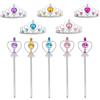 JZK 5x Set tiara e bacchetta magica per ragazze, accessori per costumi da principessa per pigiama party, corona regina per bambini, gioielli da principessa, feste di compleanno per ragazze regali