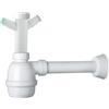 Schläfer 4395320 | Sifone Universale a Fiasco per Lavelli 11/2 con Doppio Attacco Lavastoviglie, Uscita Diam. 40mm x L. 250 mm, Entrata da L. 130 mm, Scarico Ispezionabile, Bianco.