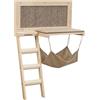 Kerbl Pet Tavola per sdraiarsi Timber, per Gatti, A Parete, Mobili per Gatti, con tiragraffi, Cuscini Lavabili, Gradini a Colonna in sisal, Legno, Marrone, 58 x 89 cm