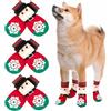 Easy Joy 3 Coppie Calzini Antiscivolo per Cani con Cinghie Regolabili, Protezione Zampe Cane - Calzini Natalizi, Taglia M