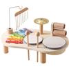 Generic Set di Batteria xilofono, Set di Strumenti Musicali Montessori, Giocattolo didattico per percussioni in Legno per età 3 4 5 6 Anni