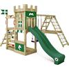 Wickey Gioco da giardino a forma di castello WICKEY DragonFlyer con altalena e scivolo verde, struttura da esterno per bambini con sabbiera, scaletta e accessori da gioco