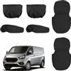 Soekodu Coprisedili Compatibili con Ford Transit Custom 2013-2022 (2 Posti), Set di 6 Protezioni Sedili Anteriori Impermeabili Nero