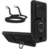 PANXIYUE Cover Xiaomi Poco X3 Pro/Poco X3 NFC, Coperchio Scorrevole Della Fotocamera+Supporto ad Anello a 360 Gradi, Antiurto in Silicone Antiurto e Custodia per Cordino -Nero