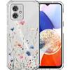 Choeeu ChoosEU Trasparente Custodia per Motorola Moto G54 5G / Moto G64 5G Sottile TPU Silicone Cover Disegni Colorate Fiore Fiori Motivo per Ragazza Antiurto Protettiva Case Morbido Custodie - Blu Rosa
