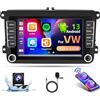 Hikity Wireless Carplay Auto Stereo Bluetooth per VW Golf 5 6 Passat Polo Android Autoradio con Schermo da 7Pollici Stereo 2 Din con Navi WiFi RDS SWC Android Auto Telecamera Retromarcia per VW