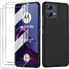 HuiYouMY Cover e 3Pcs Vetrino Compatible with Motorola Moto G54 Cover Antiurto Custodia Piu Vetro temperato Compatible with Protezione Motorola Moto G54 Pellicola Protettiva,Black