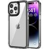 YSONCHAN Cover Trasparente per iPhone 14 PRO Max, Antishock Cover con Bordo Fotocamera Colorato, Protettiva Custodia Trasparente con Retro Rigido. Nero