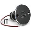 Obeaming Presa USB 12V Camper, Alluminio 24W Dual Presa USB Tipo C PD 3.0 QC 3.0 USB Porta Caricatore per Roulotte Barca Camion Auto, Carica Rapida (1 grandi)