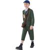 Smiffys World War II Evacuee Boy Costume, Green Coat, Trousers, Hat and Bag, Boys Fancy Dress, 1940s Dress Up Costumes