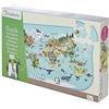 Avenue Mandarine PU014C - Puzzle educativo bambini 76 pezzi - Mondo - Poster incluso