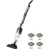 Amazon Basics Scopa Elettrica 2-in-1 con Filo + Set Filtri HEPA di Ricambio (4 Pezzi) - Aspirapolvere Leggero, Motore ECO, Filtri Lavabili