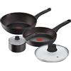 LAGOSTINA Batteria Pentole Induzione 5 Pezzi Antiaderenti in Alluminio colore Nero - Cucina Eco