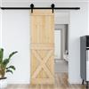 Baziroo Porta del fienile marrone, 70 x 3,6 x 210 cm, in legno di pino massiccio, scorrevole, porta in legno, porte scorrevoli, per interni