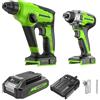 Greenworks Martello perforatore a batteria da 24 V, 1,2 J, con avvitatore a percussione 300 Nm, batteria da 2 Ah e caricatore