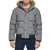 Tommy Hilfiger Quilted Arctic Cloth Snap Front Snorkel Bomber Jacket Parka, Grigio mélange, XS Uomo