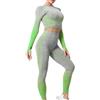 SHEKINI Completo Palestra Donna Set di Abbigliamento Yoga Top Corto Sportivo Maniche Lunghe +Leggings 2 Pezzi Tuta Sportiva Palestra Fitness Activewear