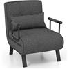 COSTWAY 4 in 1 Poltrona Letto Singolo, Poltroncina Pieghevole con Schienale Regolabile in 6 Posizioni, Sedile Imbottito Robusto, Divano Letto per Casa Ufficio, 79x65x79 cm (Grigio scuro)