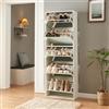 [en.casa] Scarpiera Slim con Ante a Specchio e 5 Contenitori Ribaltabili Mobile Portascarpe Salvaspazio per Ingresso Corridoio e Camera 169x60x24 cm Bianco