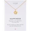 LUUK LIFESTYLE Collana con ciondolo Nodo intrecciato e acciaio inossidabile (50 cm), con carta HAPPINESS, idea regali donna, lei, compleanno, portafortuna, gioielli semplice, infinito, oro