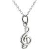 FashionJunkie4Life Argento sterling piccolo ciondolo chiave di violino di musica con ciondolo, 45,7 cm catena