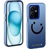 TAUYN Custodia per Vivo Y22/Y22s/Y35 4G, Indietro Faccia Sorridente Modello Desingn Cover, PC Antiurto Ultra Sottile Custodia, Blu