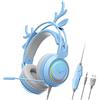 Dickly Cuffie da Gioco Cablate con Microfono USB da 3,5 Mm Leggere per Tablet Laptop, Blu