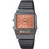 Casio Orologio Vintage Dual Time Nero Acciaio Flat Link AQ-800E-1ADF, Arancione bruciato, Vintage