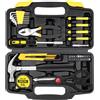 DOWELL Set di Attrezzi per la Casa da 40 Pezzi Giallo, Kit di Utensili Manuali Generale per la Casa con Valigetta di Stoccaggio in Plastica, Mini Kit di Riparazione per Donne, Studenti Universitari