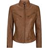 Infinity Leather Giacca Corta da Ragazza, Donna Chiodo in Vera Pelle Stile Biker Slim Fit nocciola m