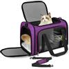 Lohofrnny Trasportino per Gatti, 50x34x34cm Trasporto per Gatti e Animali fino a 8 kg, Trasportino per Animali Portatile Pieghevole, Trasportino per Viaggi Lunghi e Brevi (Viola)