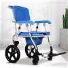 Generic Sedia Da Doccia Con Rotelle Per Anziani E Disabili, Sedia Per WC Con Rotelle Pieghevole, Sedile Da Bagno - 4 Ruote Con Freni, Ridurre L'attività Per Evitare Lesioni, Carico 150 Kg (Big Blue)