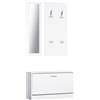 HOMCOM Set 3 Pezzi Scarpiera Appendiabiti Specchio per Ingresso o Camera da Letto, in Legno, 80x27x46.5cm, Bianco|Aosom