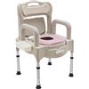 HPDTZ Sedia WC regolabile in altezza con braccioli per anziani con luce notturna e secchio di ricambio per casa, portata fino a 250 kg, comoda sedia da bagno con coprisedili rimovibili (bianco)