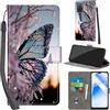 PHINIENLAND Cover per Oppo A55 / A56 5G custodia portafoglio Farfalla | 3 scomparti carte, 1 tasca banconote, Chiusura magnetica, Supporto, Pelle PU flip cover per Oppo A16 4G